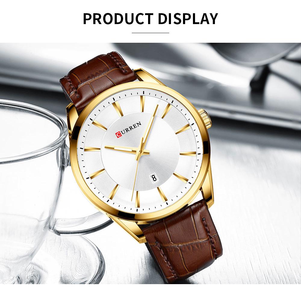 CURREN Orologio Uomo Quarz Con Data E Cinturino In Pelle - Quadrante Grande 48mm, Colore Marrone