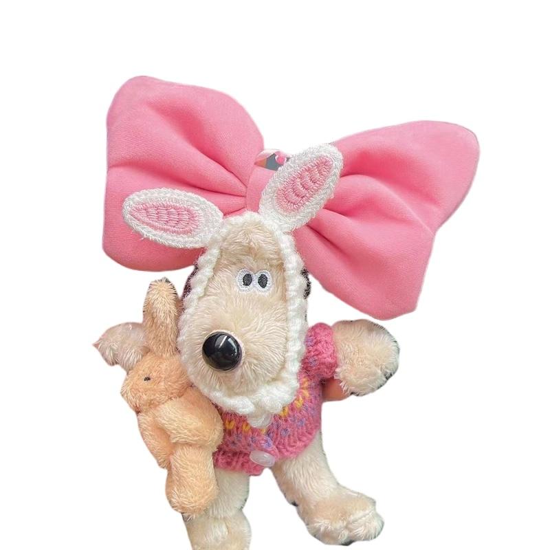 Cute Pink Bunny Bow Car Ornament Plush Hanging Pendant For Girls