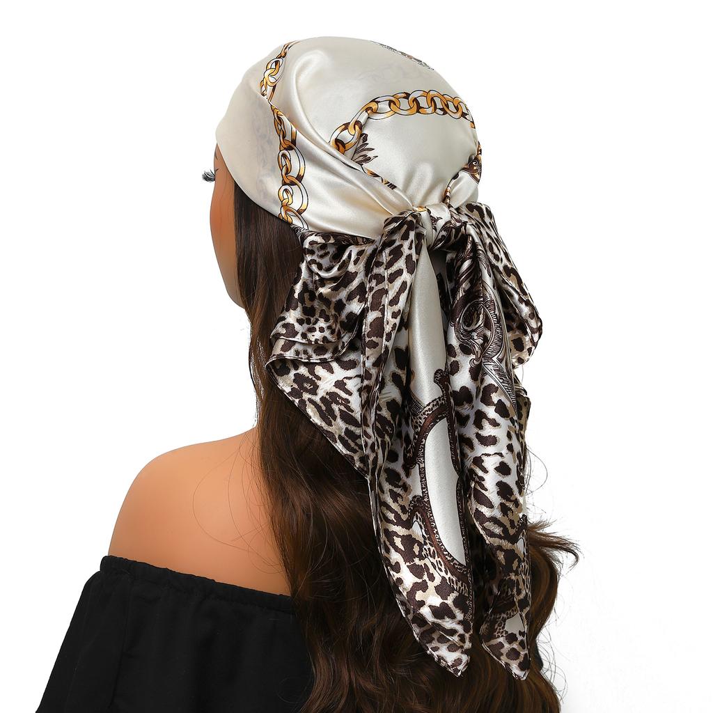 90*90cm Silk Scarf Scarftop Headwraps For Woman Fashion Four Seasons Hair Accessories Hijab Foulard Bandana Femme Headscarf
