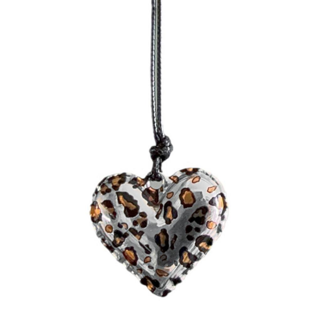 Stylish Long Leopard Pattern Necklace with Love Heart Pendant Jewelry Accessory for Women Men Silver Jewelry Use