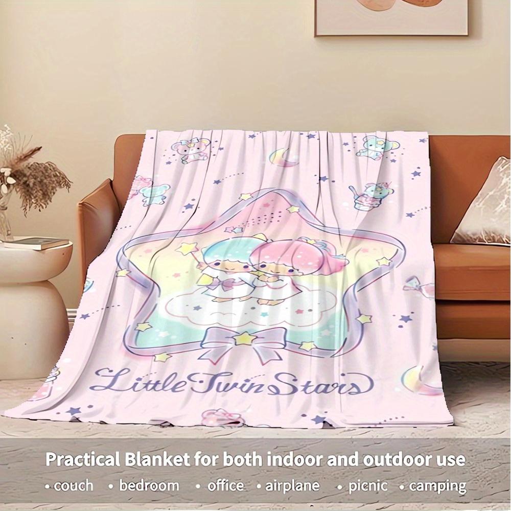 1pc Little Twin Stars Cute Cartoon Character Home Decor Blanket - Seasonal Universal Cozy Washable Gift, Suitable for All Ages, Suitable for
