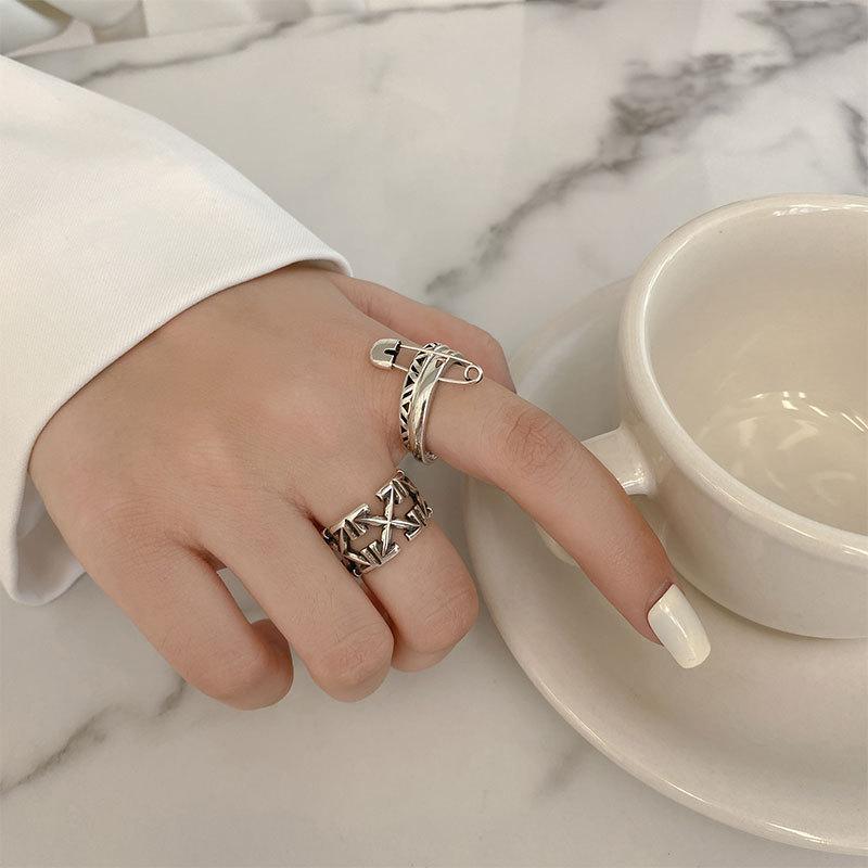 Trendy Korean Fashion Hollow Design Double Layer Ring Adjustable For Occasions All