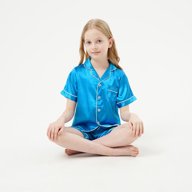 Children's Ice Silk Pajamas Set - Comfortable Summer Sleepwear for Boys and Girls