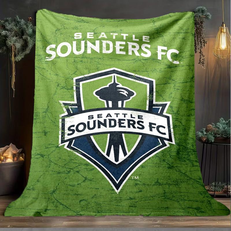 1PC Seattle Sounders FC Printed Soft Flannel Blanket Throw for Adult Bedroom Living Room Sofa Camping Travel Fan Gifts Christmas Gifts