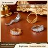Retro European & American Style 18K Gold-Plated Copper Ring with Irregular Zircon