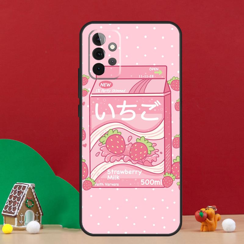 Kawaii Strawberry Milk Case For Samsung Galaxy A56 A33 A13 A36 A23 A52 A32 A12 A54 A34 A14 A16 A53 A15 A35 A55 A17