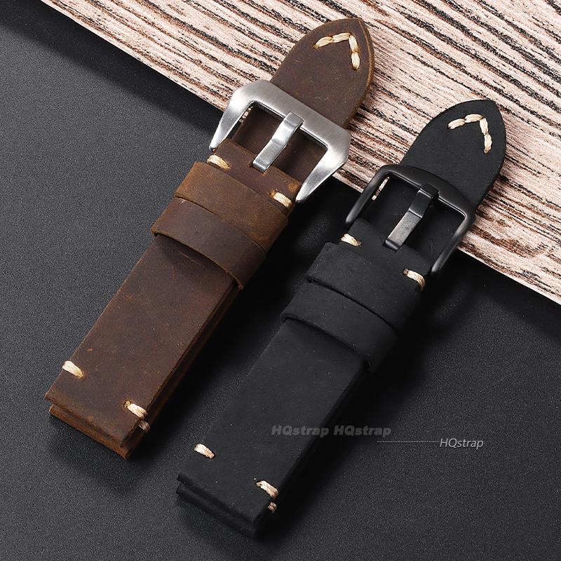 Cinturino Orologio in Pelle di Mucca Fatto a Mano per Panerai PAM111 441 Cinturino in Pelle Marrone Braccialetto Morbido da Uomo 22mm 24mm 26mm Cinturino Vintage