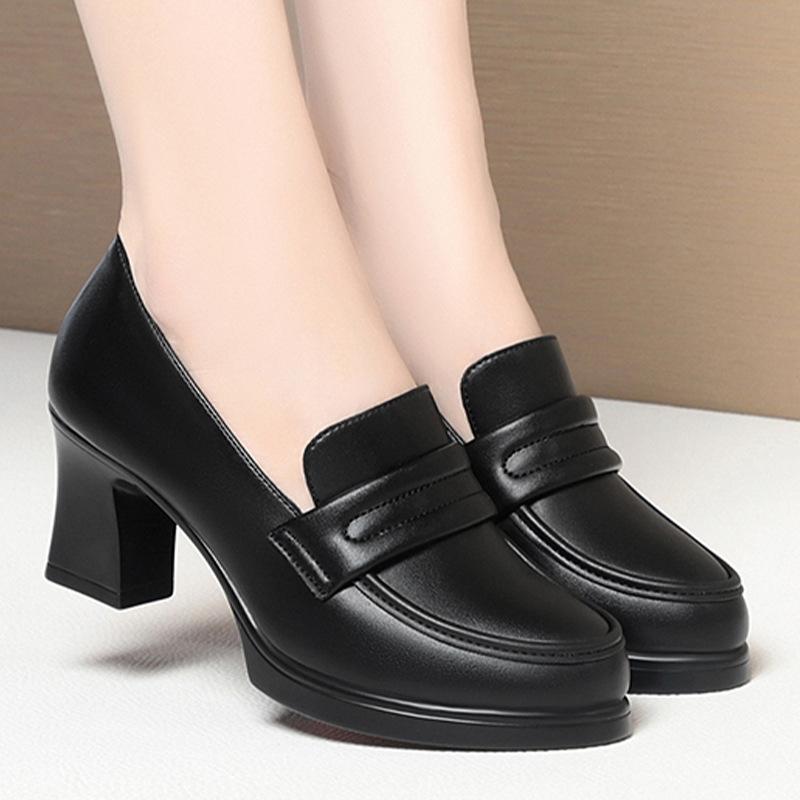 

Туфли на высоком каблуке универсальные толстый каблук круглый носок мягкая подошва профессиональная рабочая обувь толстая подошва водонепроницаемые туфли для подиума ципао 41