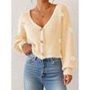 Damen Strickjacke Handgehäkelt Dreidimensionale Blumen-Patchwork Kurzer Mantel Locker Langärmlig Pullover