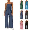 Salopetă Casual Largă pentru Femei, fără Mâneci, cu Gât Pătrat, Croială Slim Fit, Picioare Largi