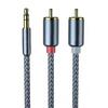 VECASDEN Audio RCA Auxiliary Cable Headphone Jack Compatible with Car MP3 and Laptop Nylon Braided Red and 1M 3.5mm-RCA Cable, 2-Male Adapter, Y-Type