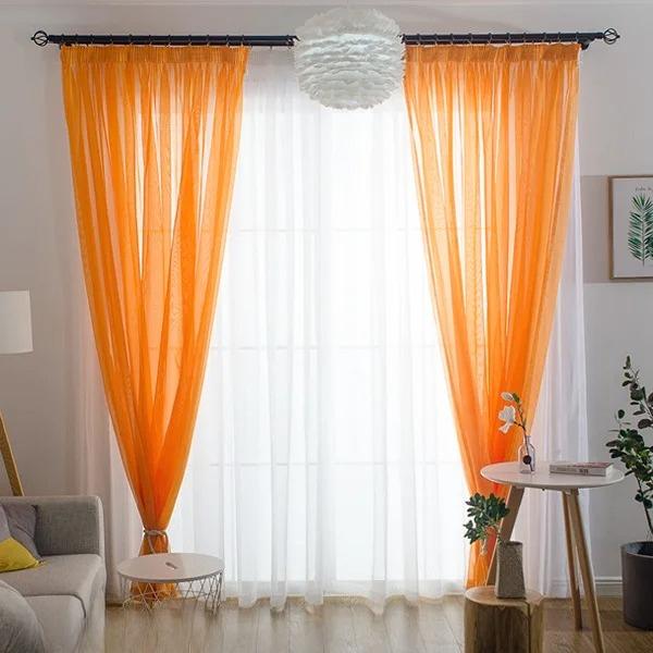 Basic Rod Pocket Sheer Voile Window Curtain Panels White One 1pc for Kitchen Bedroom Children's Room Living Room Decoration
