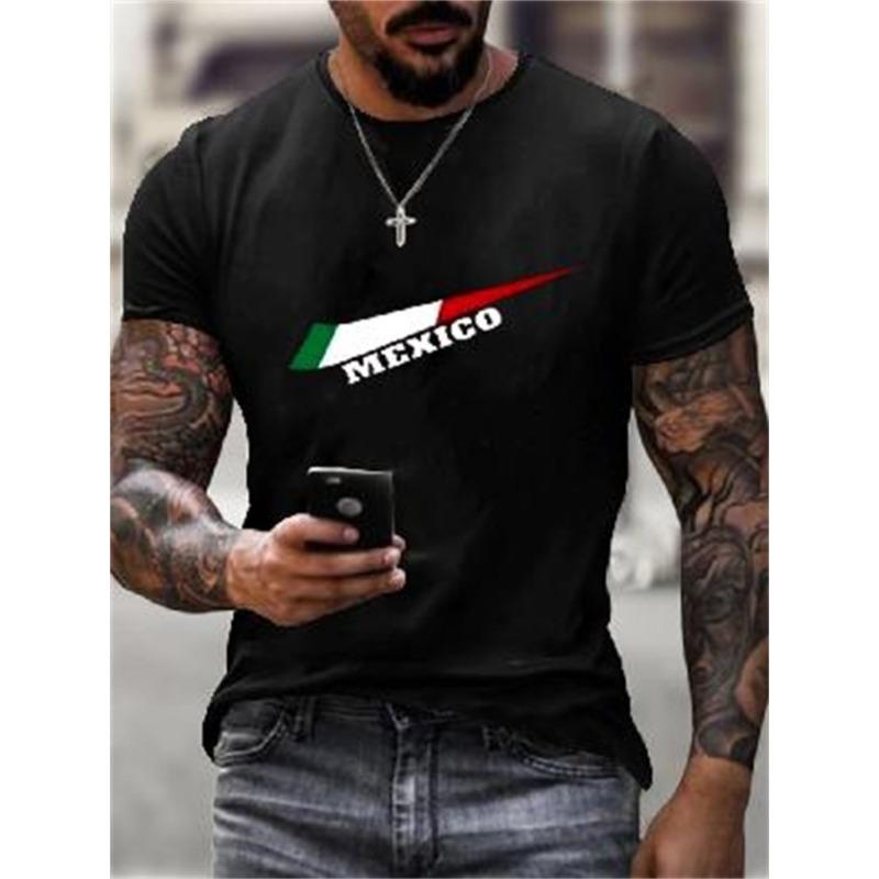Camiseta mexicana unissex casual manga curta camisetas gola redonda streetwear méxico estampado camisetas tops grandes roupas masculinas GG