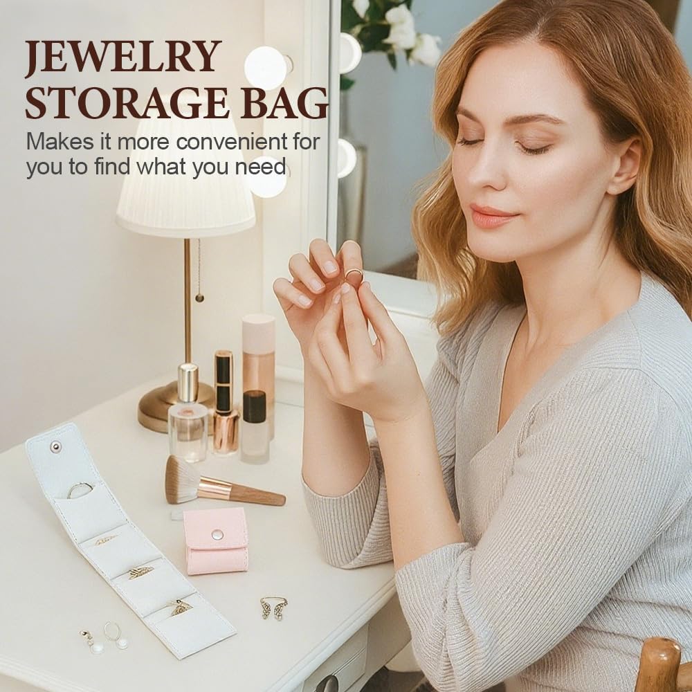 Mini Travel Jewelry Bag, 2025 New Mini Travel Jewelry Roll Bag, Foldable Travel Jewelry Organizer Case, Multifunctional Travel Jewelrys Pouch With