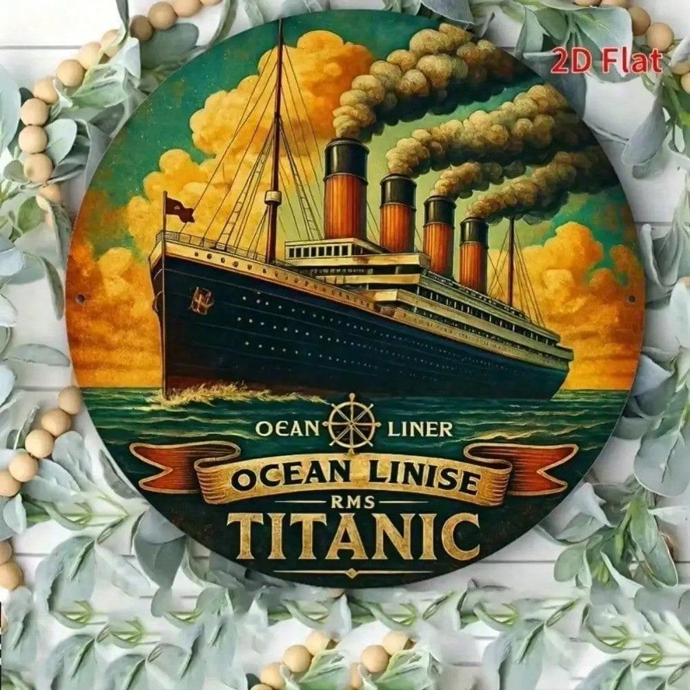Vintage Steampunk Ship Metal Plaque, 2D Retro Nautical Wall Art for Living Room Office Home Decor, Unique Gift