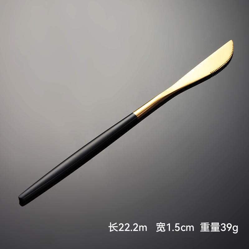 410 Stainless Steel Thin Portuguese Tableware Knives, Forks and Spoons Titanium-plated Paint Multi-specification Gifts