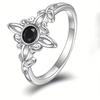 Witchy Celtic Knot Wave Ring Black Diamond Minimalist Cute Jewelry for Women