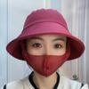 With Mask Agricultural Work Hat Bucket Hat Sunscreen Hat Fashion Tea Picking Cap  Unisex