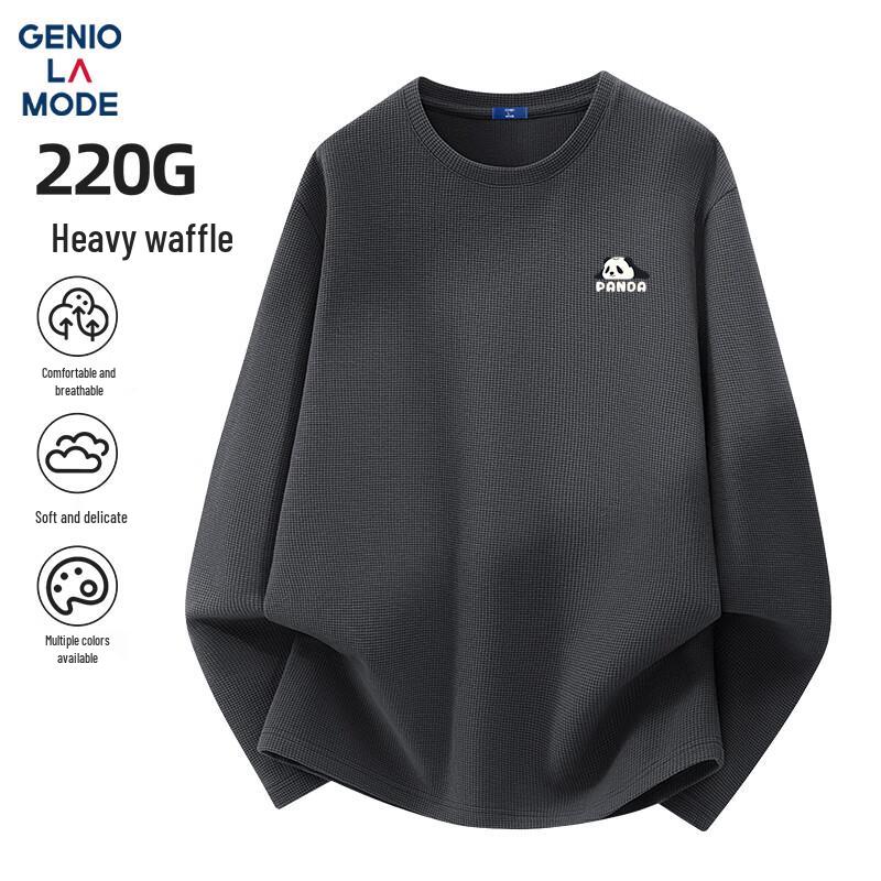 

GENIOLAMODE Men s Trendy Heavyweight Waffle Knit Long Sleeve T-Shirt 2XL