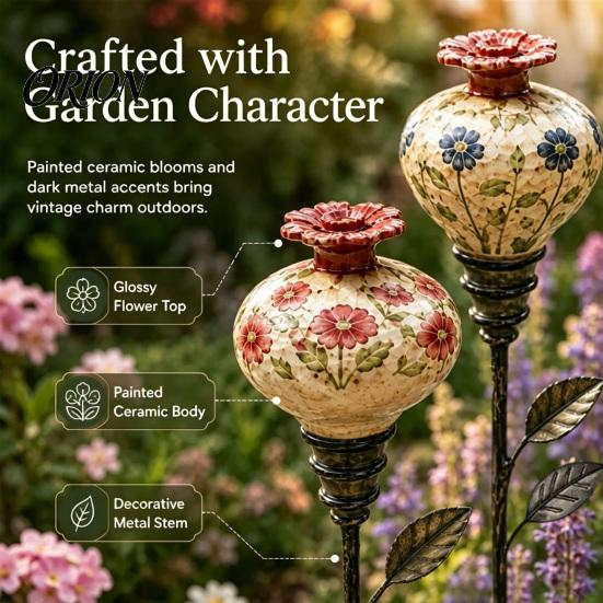 Rustic Floral Nectar Feeder Hummingbird Garden Stake, Vintage Resin Flower Decorative Feeder, Wild Style Bird for Yard Backyard Hummingbirds