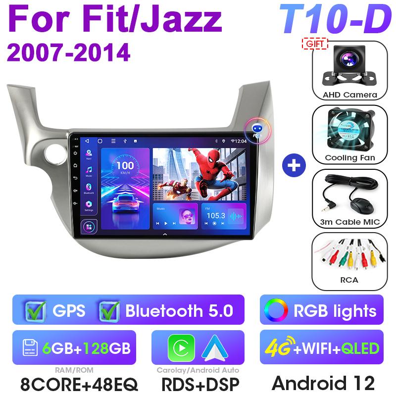 2 Din Android 12 Car Radio For Honda FIT JAZZ 2007 - 2014 Multimedia Video Player Navigation GPS Stereo Carplay Auto 4G RDS DVD