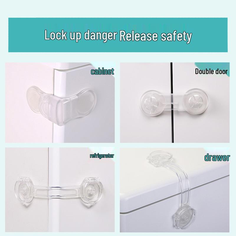 Children's Adjustable Safety Lock for Drawers, Cabinets, and Refrigerators - Anti-Pinch, Transparent, Baby-Proof Latch.