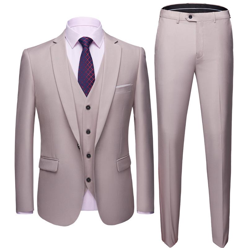 Men's Korean Style Slim Fit Wedding Tuxedo Three-Piece Suit