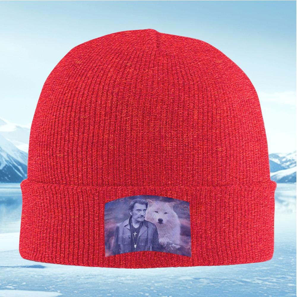 Man wolf portrait necklace cross Men Women Unisex Knitted Hat Beanie Pullover Cap Winter Thermal Warm Christmas Outdoor Cycling