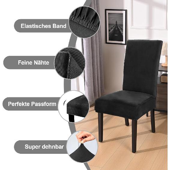 Alishomtll Dining Room Chair Covers Set of 4, High Stretch Velvet Chair Covers for Dining Chairs, Elastic Removable Washable Chair Slipcovers Chair