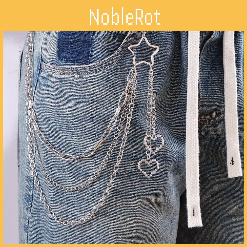 Fashion Pentagram Metal Waist Chain With Heart Pendant For Men And Women