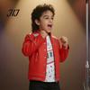 Themenparty Kostüm 1 Set Retro Popstar für Jungen, 80er 90er Star Outfit Musik Thema Halloween Kostüm, Rote Jacke, Hemd und Hose Bühnenauftritt