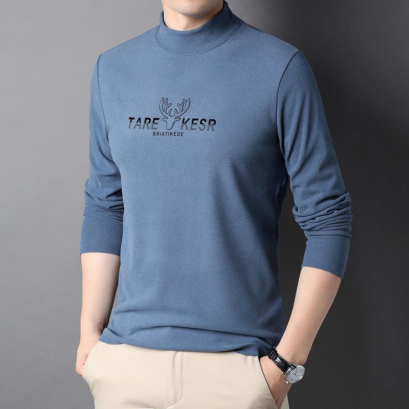 Autunno e Inverno Nuova Maglia a Maniche Lunghe da Uomo Dolcevita Sottile e Largo T-shirt Casual Maglione da Uomo