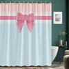 Modern Girl Pink Bow Pattern Shower Curtain, Bathroom Curtain,Printed Polyester Home Decorative Curtain With Hooks