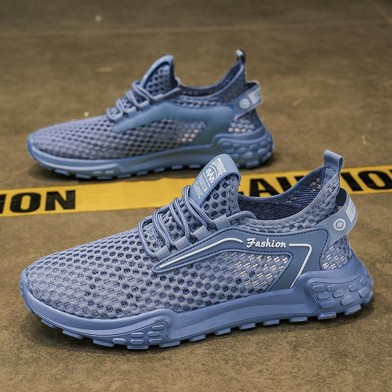 Men's shoes 2024 summer hollow breathable mesh shoes low-top young students running fashion trend casual sports shoes