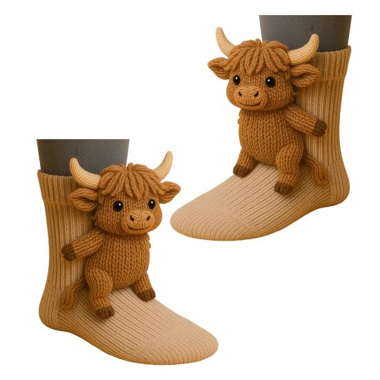 Knitted Animal Socks Warm Floor Socks with Cute Animal Dolls Indoor Winter Socks