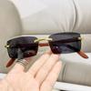 New frameless trimmed personalized sunscreen sunglasses catwalk travel fashion versatile wood grain legs advanced sunglasses