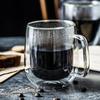 High-Temperature Resistant Double-Walled Borosilicate Glass Coffee Mug with Handle - Clear, Available in Multiple Sizes