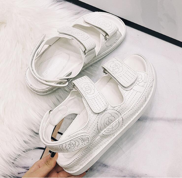 Fashion Brand Plaid Sandals Women Hook&Loop Shoes Lattic Sandalias Mujer Genuine Leather Platform Sandales College Girls Sheepskin Shoes