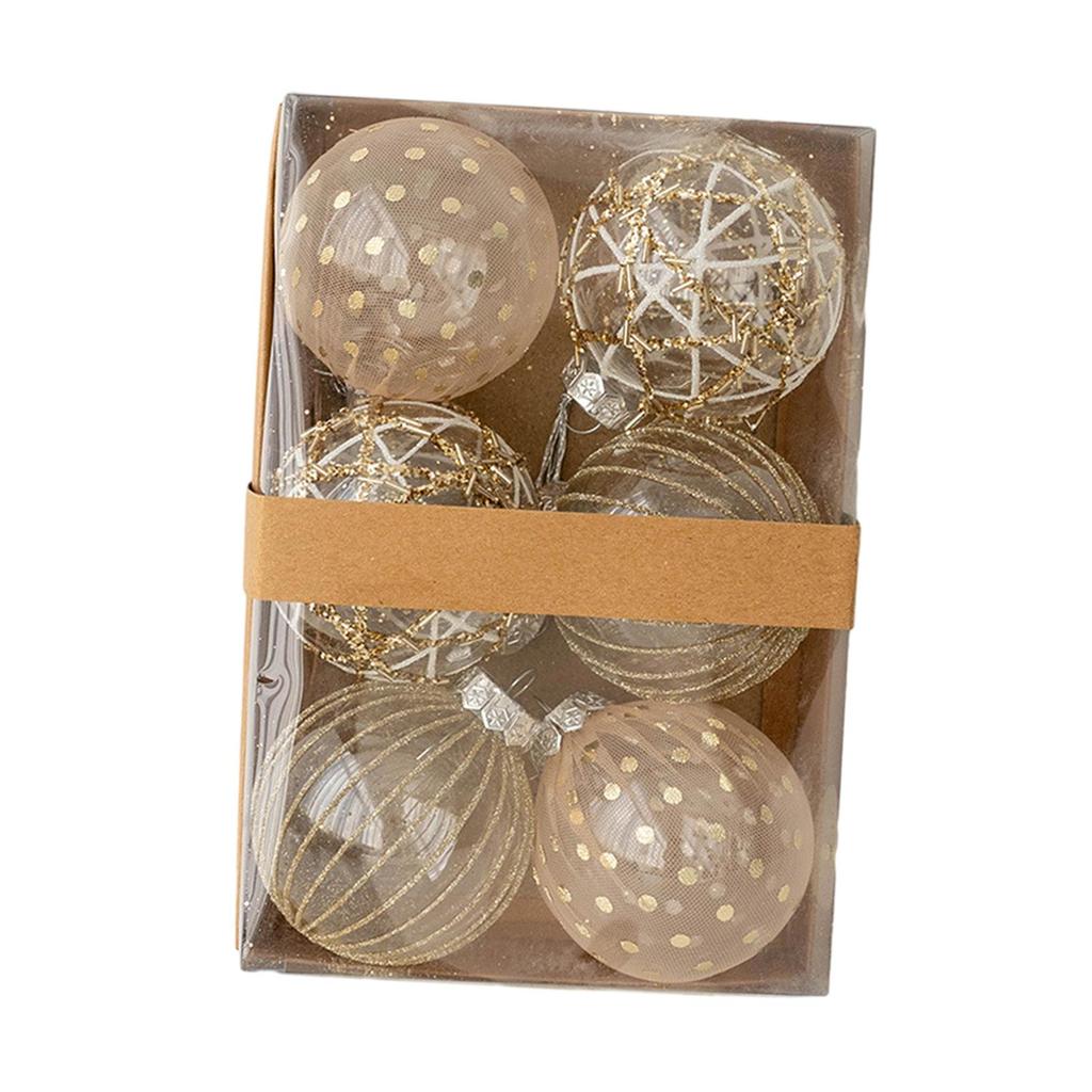 6Pcs Christmas Balls Ornaments DIY Hanging Crafts 8cm Xmas Tree Decor Christmas Pendants for Garland Party Favor Festive Xmas