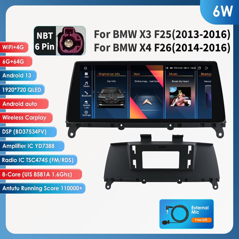 OSSURET Odtwarzacz radia samochodowego Android dla BMW X3 F25 F26 X4 CIC NBT Android Auto Radio Carplay Multimedia Wideo GPS WIFI Autoradio Inteligentny ekran DSP