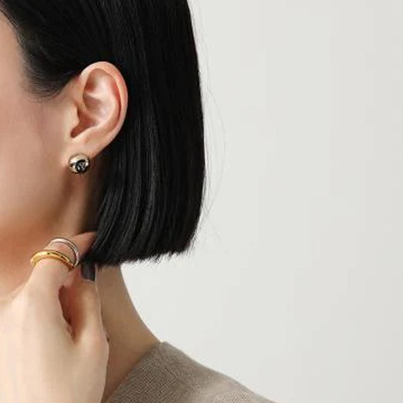 Chanel Double C Logo Decorative Metal Round Ball Earrings Women earrings Gold ABE806B19198NACVD