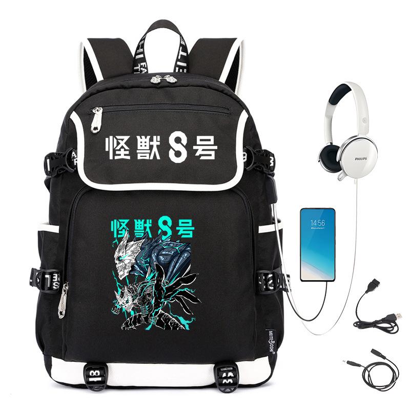 Monster No. 8 Peripheral Personalized Printed Backpack with USB Interface Cross-border Korean Edition Student Leisure School Bag