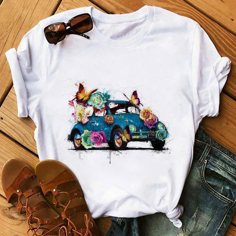 Watercolor Elephant Animal Print T-Shirt Female Harajuku Graphic T-Shirt Dog Lovers Funny T-Shirt Female T-Shirt