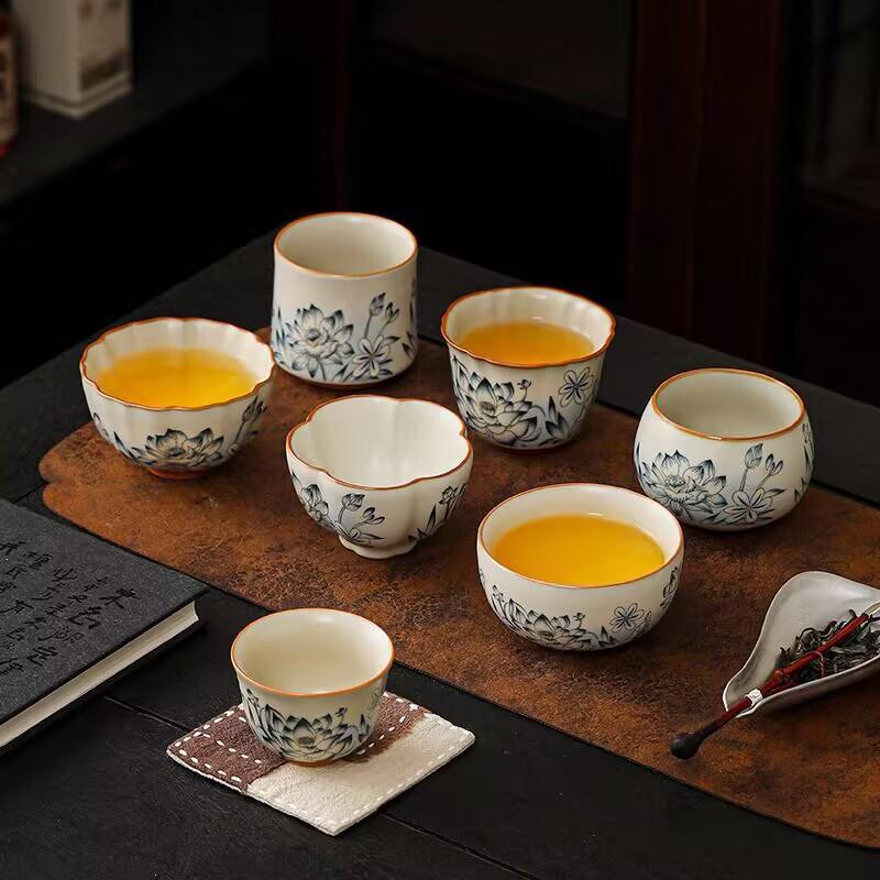 Ru Kiln Opening Can Raise Ceramic Tea Cup Pu'Er Tea Cup Master Cup Tea Cup Single Cup Tea Bowl Household Personal Cup