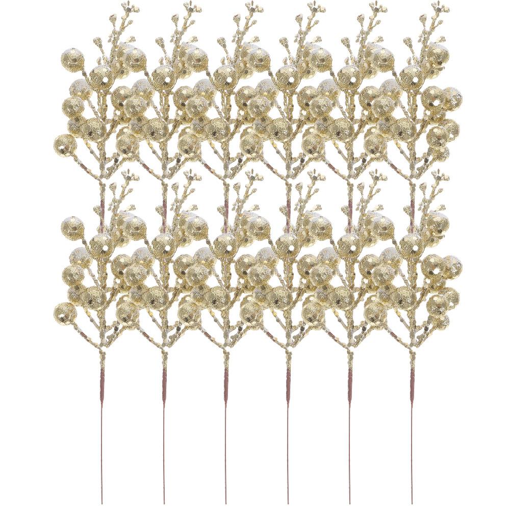 12 Pcs Christmas Outdoor Decorations Party Faux Artificial Berry Stems Ornaments