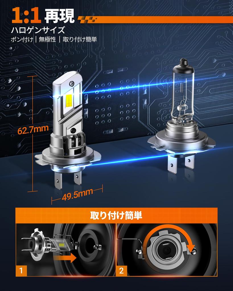 SEALIGHT H7 LED Headlights 4 Cooling RPM Quiet Fog H7 7535 CSP LED Vehicle Inspection Triple Heat Hours Long Instant Noise IP67 High-Brightness