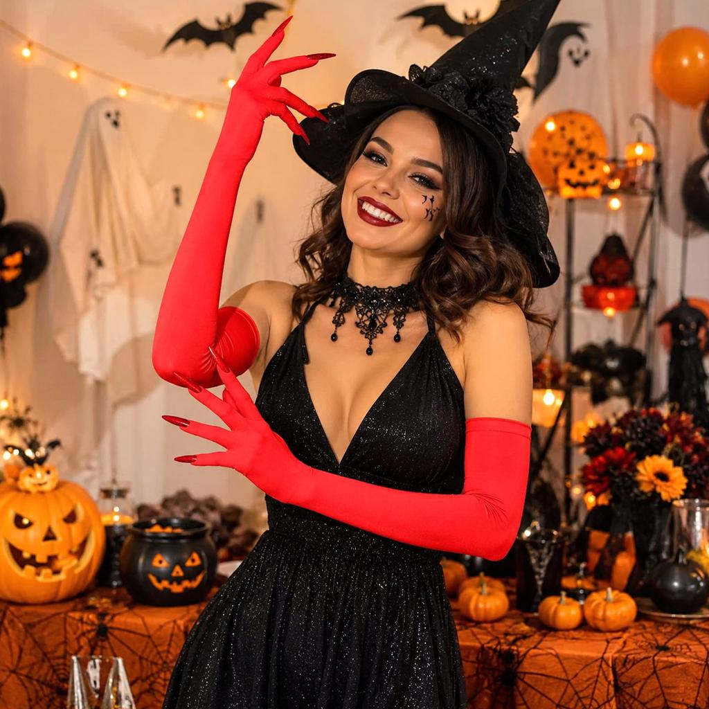Halloween Long Nail Gloves for Women Witch Costume Party Accessories
