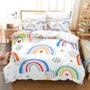 Cartoon Rainbow Duvet Cover Twin Queen King Cute Clouds Bedding Set for Kids Girls Kawaii Room Decor Starry Sky Comforter Cover