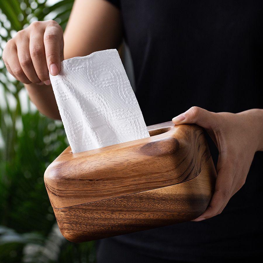 Black Walnut Tissue Dispenser Box Wooden Dining Table Paper Container Home Living Room Desktop Decoration Tissue Box