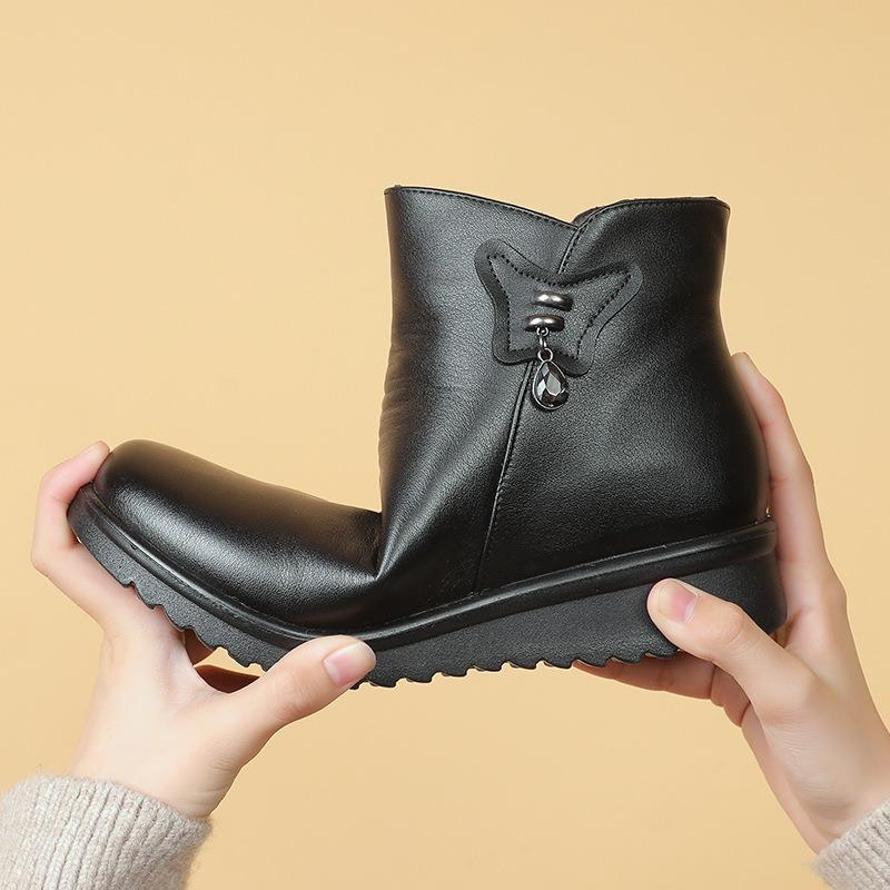 Fashion 2025Winter Women's Ankle Boots Plush Warm Snow Boots Fashion Casual Leather Boots for Women Winter Warm Cotton Shoes Botas Mujer